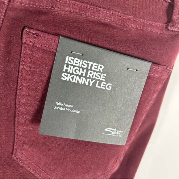 NWT Silver ISBISTER HIGH RISE SKINNY LEG Women's Burgundy Jeans 26x29 - Picture 3 of 11